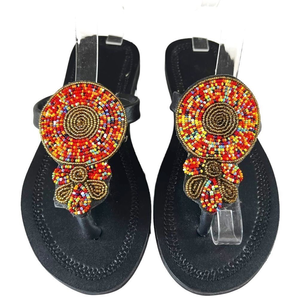 African Maasai Beaded Leather Sandals
